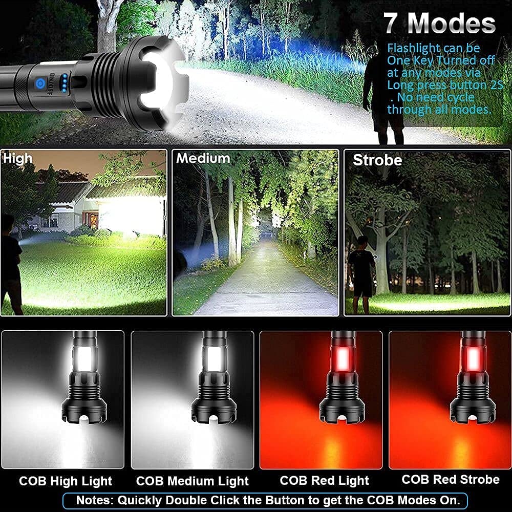 Lampe torche tactique rechargeable LED et laser 9000 lumens