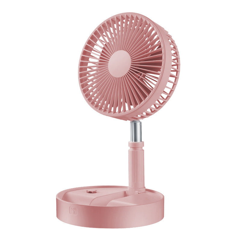 Ventilateur Télescopique Pliable Rechargeable USB Silencieux, Rotation à 180°, 4 Vitesses, Portable