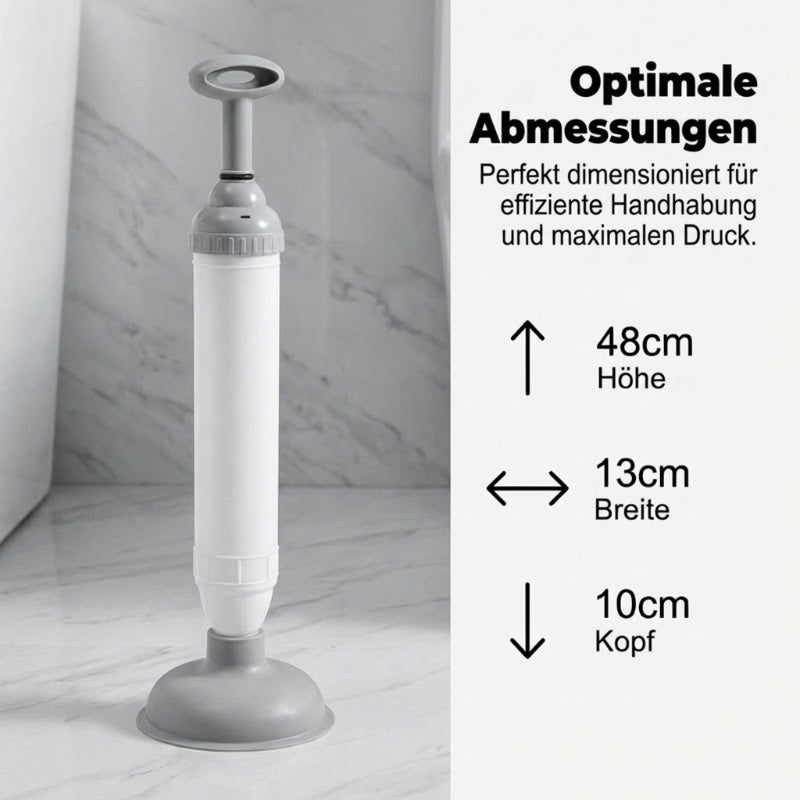 Déboucheur haute pression pour toilettes à usage domestique, élimination immédiate des bouchons, sans produits chimiques, sans saleté.