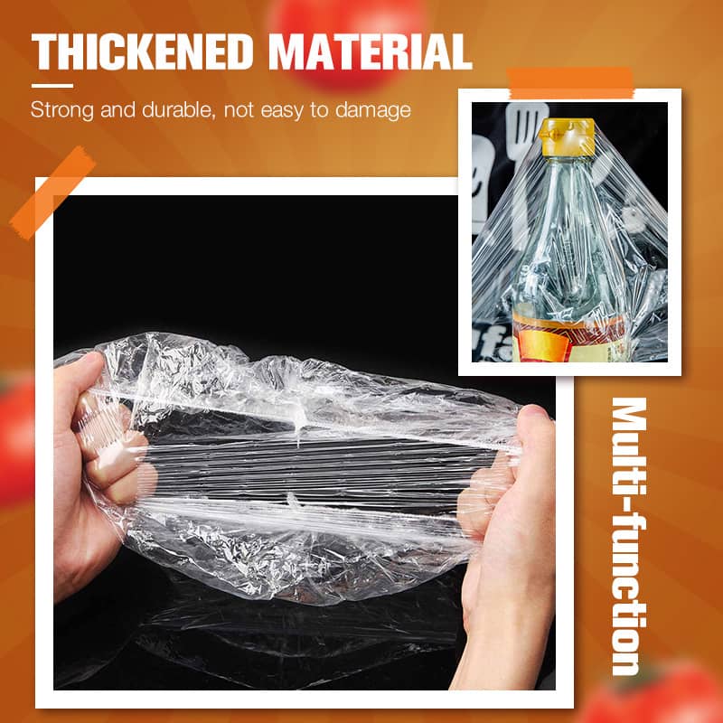 Lot of 100 disposable stretch films for bowls and plates, elastic lids for containers, alternative to cling film for storing leftovers, fruits, vegetables and food in the kitchen