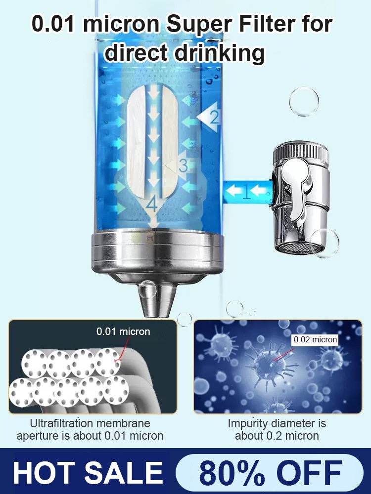 Purificateur d'eau pour robinet domestique en acier inoxydable sans installation