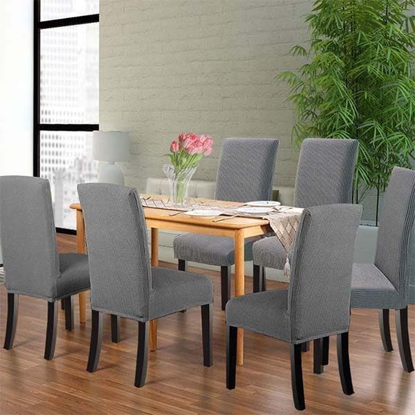 Réduction Housse de chaise extensible Ajustement parfait, anti-tache, protège et rénove vos chaises facilement