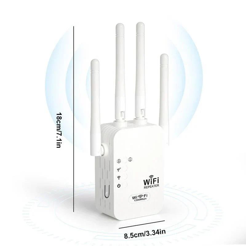 Répéteur WiFi 2025, amplificateur de signal double bande 1200 Mbps (5 GHz/2,4 GHz), couvre 10 000 pieds carrés et 50 appareils, répéteur avec port Ethernet pour la maison
