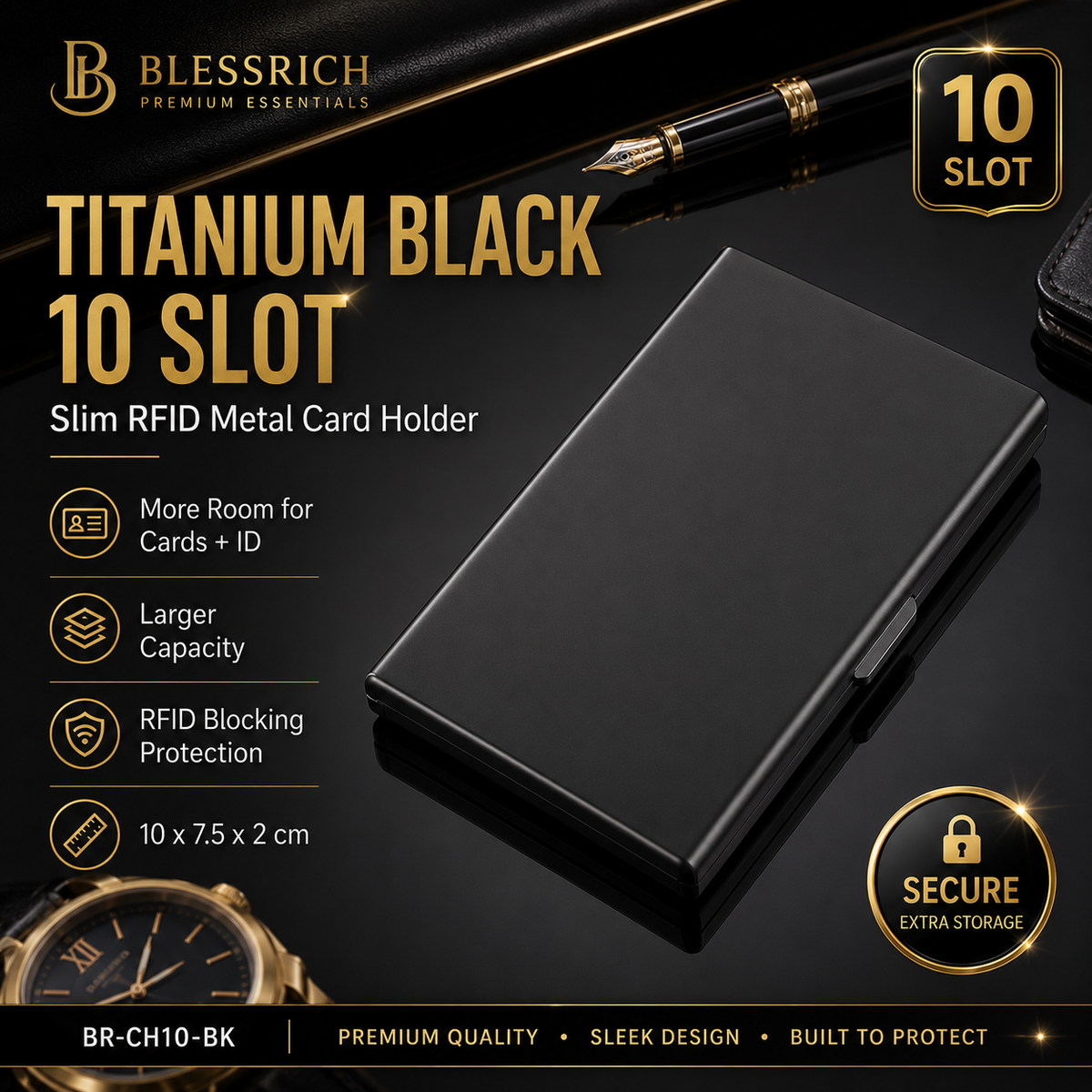 Metallic RFID blocking card holder