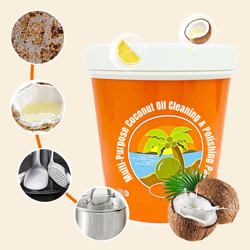 Multi-purpose cleaning and polishing paste coconut oil