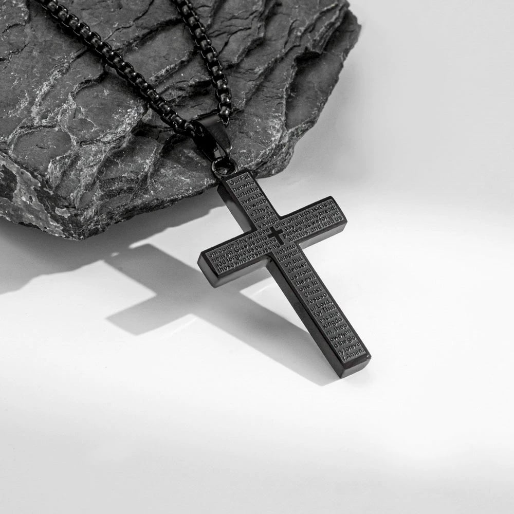 De réduction - Collier croix de Scibble avec prière du Seigneur
