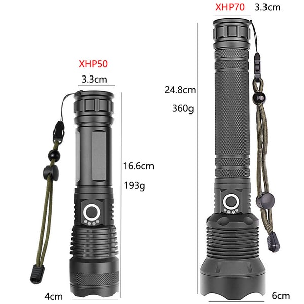 Lampe torche tactique rechargeable LED et laser 9000 lumens