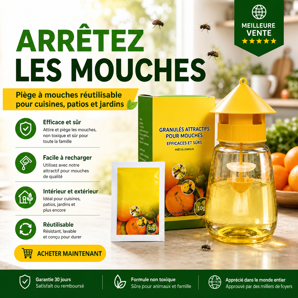 Piège à mouches suspendu intérieur extérieur, capture efficace non toxique pour jardin, maison et terrasse