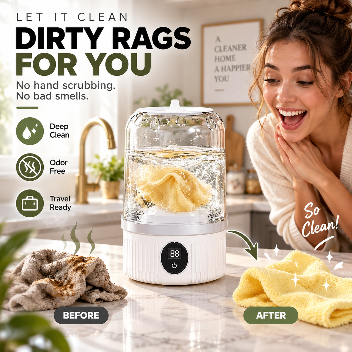 Offre limitée : 55 % de réduction Mini-lave-linge portable sans fil à chargement mains libres