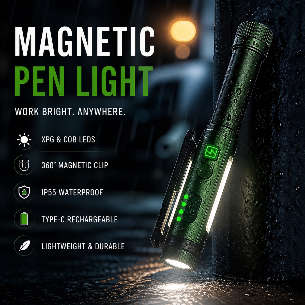 Multifunctional Pen-Shaped Work Light with Strong Magnet
