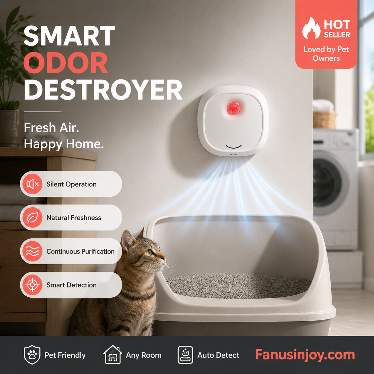 Réduction pour une durée limitée ! Dites adieu aux mauvaises odeurs grâce à cet appareil ! Éliminateur d'odeurs pour animaux de compagnie Smart Quiet