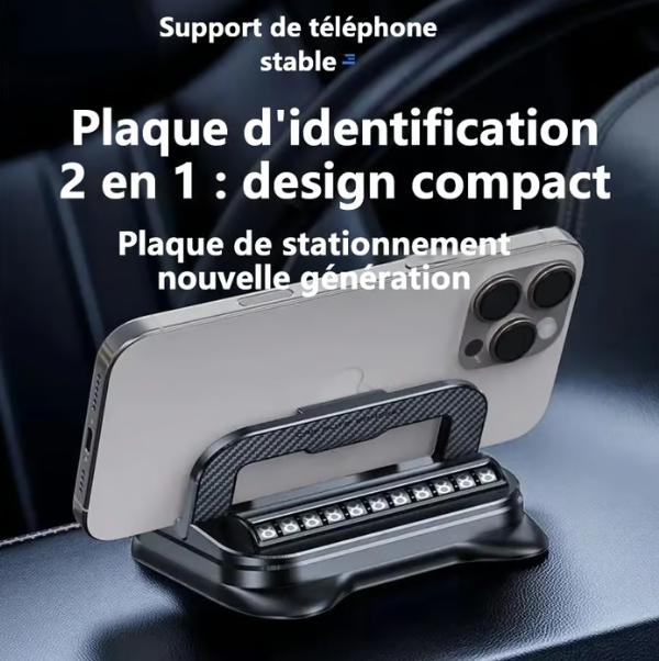 Support de téléphone pour voiture | Orientable à 360° | Verrouillage d'une seule main en 0,1 seconde | Antidérapant et n'endommage pas le tableau de bord | Étanche et résistant aux taches