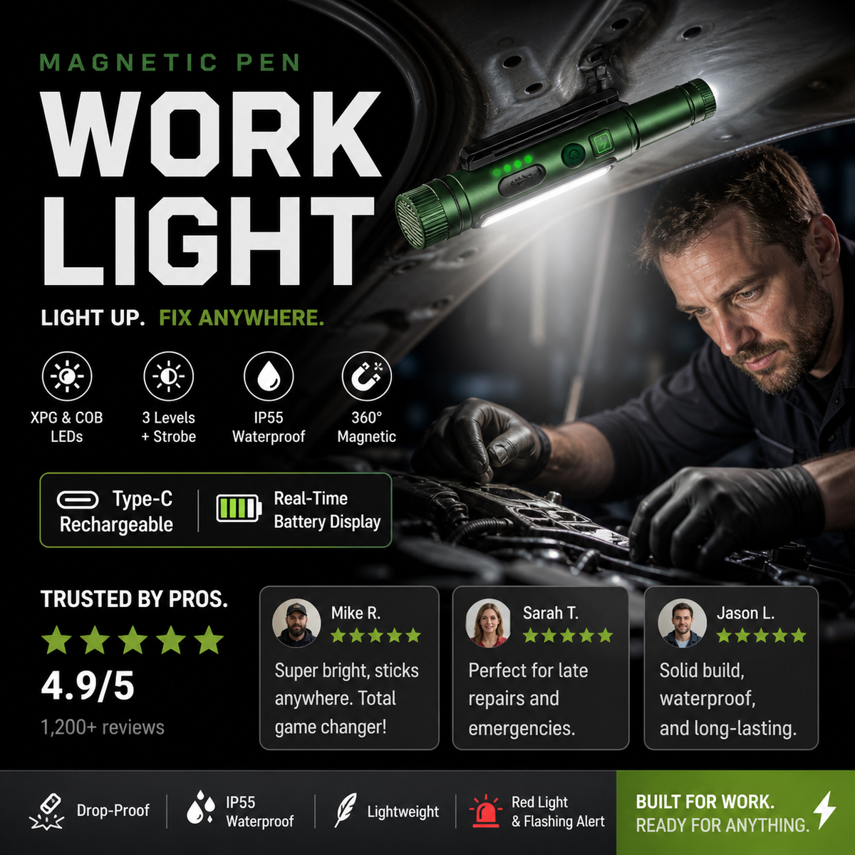 Multifunctional Pen-Shaped Work Light with Strong Magnet