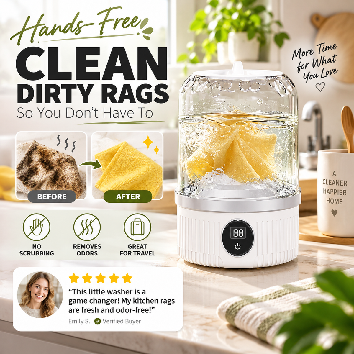 Offre limitée : 55 % de réduction Mini-lave-linge portable sans fil à chargement mains libres