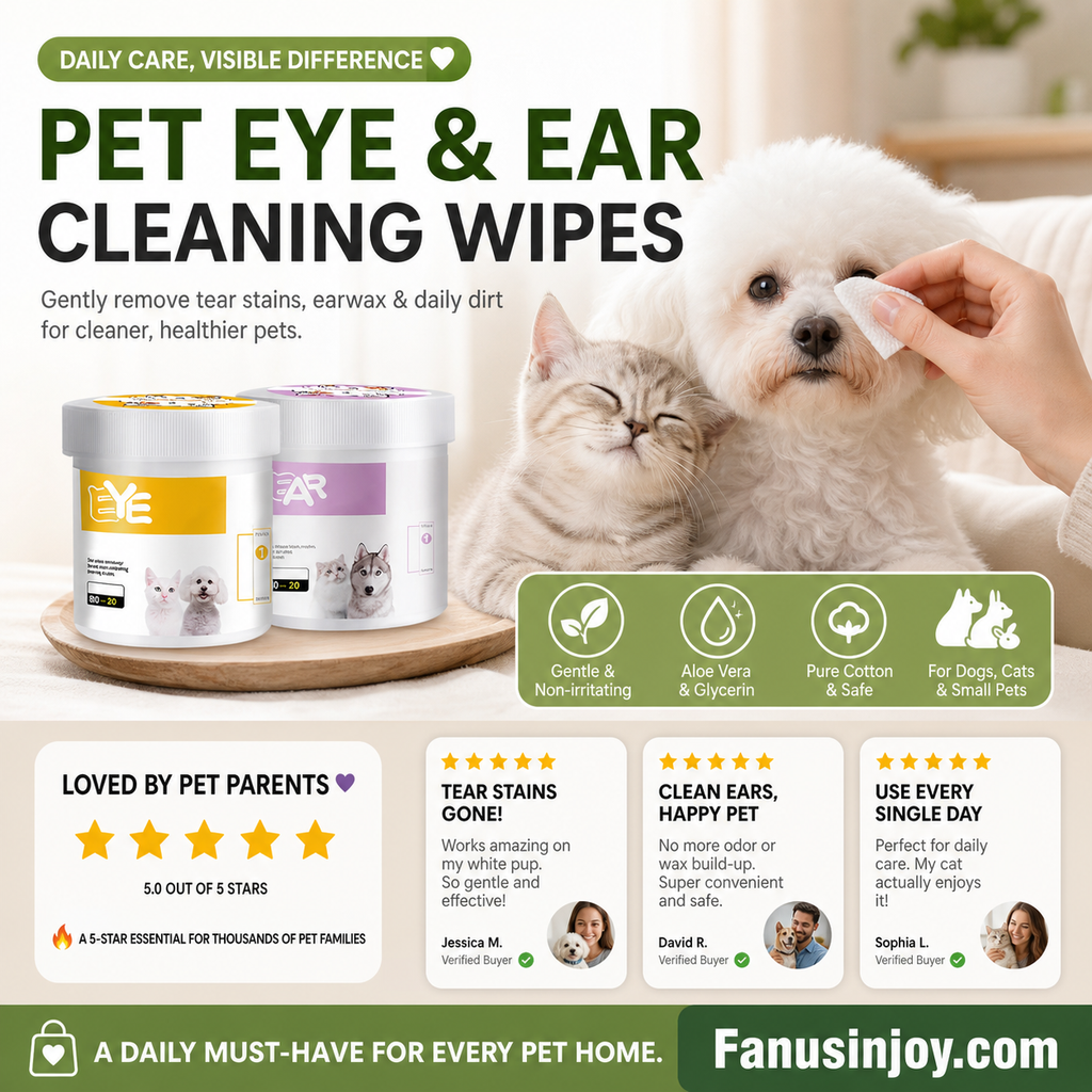 1 acheté 1 offert Lingettes nettoyantes yeux et oreilles à base de plantes, sans parfum, nettoient en douceur les yeux et les oreilles de votre compagnon à quatre pattes