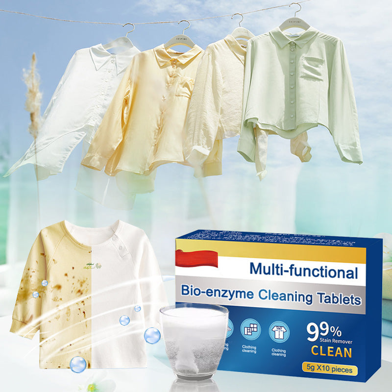 Multifunctional bio-enzymatic cleaning tablets