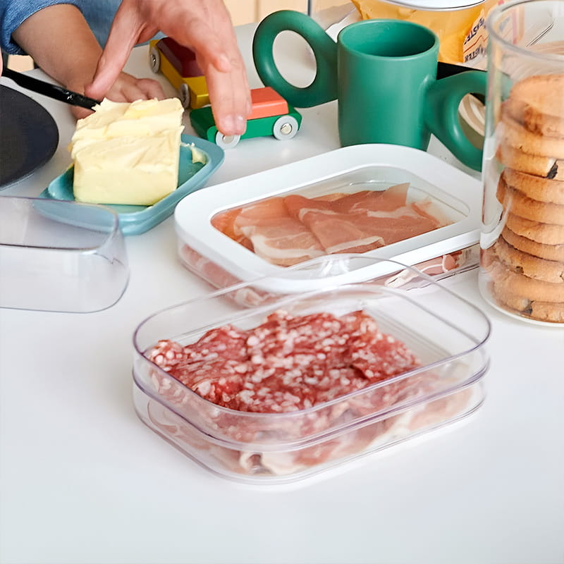 DE REDUCTION Boîtes Alimentaires 3 Étages PET Transparentes, Hermétiques & Empilables pour Réfrigérateur Organisé