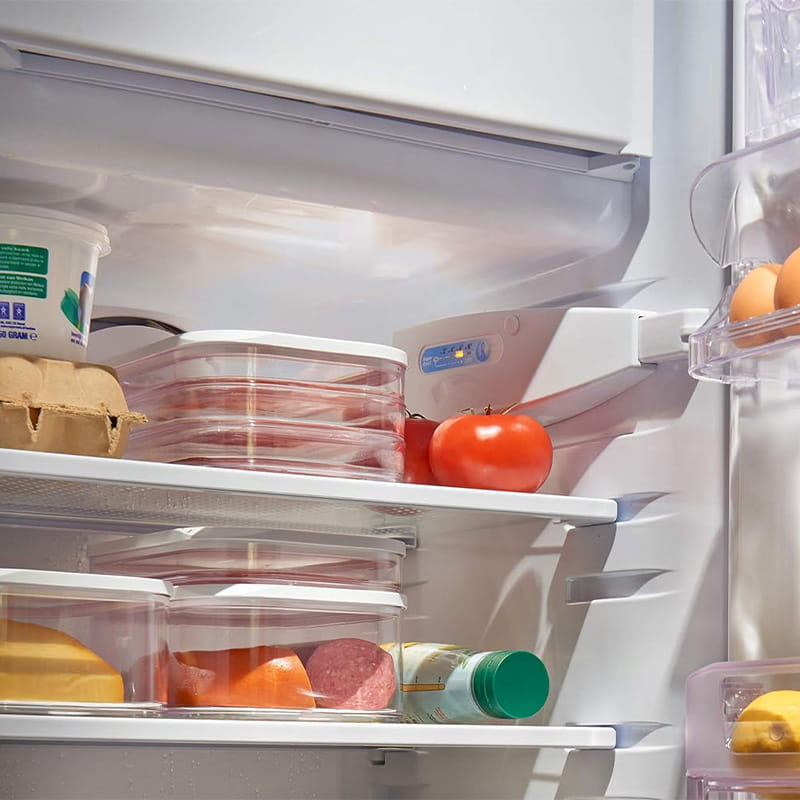DE REDUCTION Boîtes Alimentaires 3 Étages PET Transparentes, Hermétiques & Empilables pour Réfrigérateur Organisé