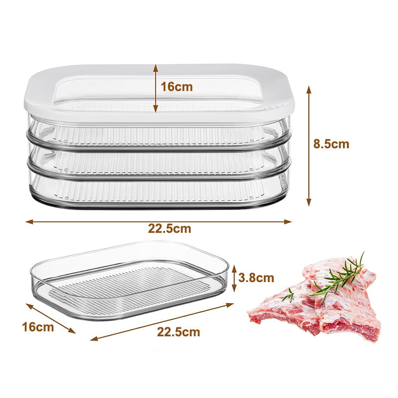 DE REDUCTION Boîtes Alimentaires 3 Étages PET Transparentes, Hermétiques & Empilables pour Réfrigérateur Organisé