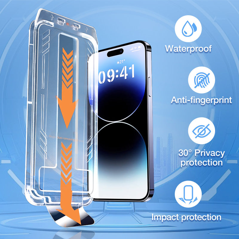 (L'iPhone 16 arrive) Protecteur d'écran en verre trempé anti-espion pour iPhone - Sans bulles ni poussière