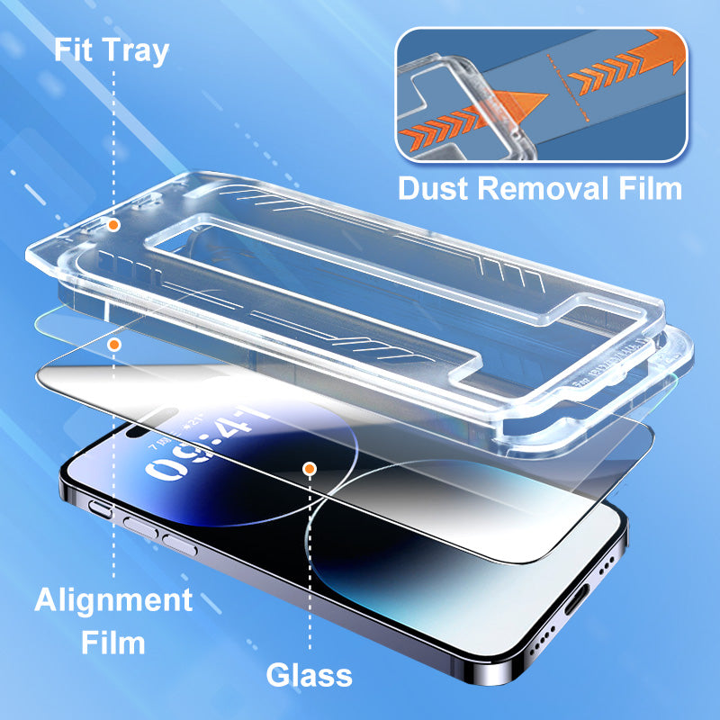 (L'iPhone 16 arrive) Protecteur d'écran en verre trempé anti-espion pour iPhone - Sans bulles ni poussière
