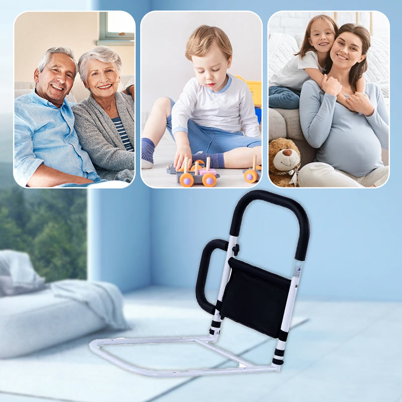 Barre d'appui de lit réglable - Poignée antidérapante stable et poche de rangement pratique pour seniors et femmes enceintes