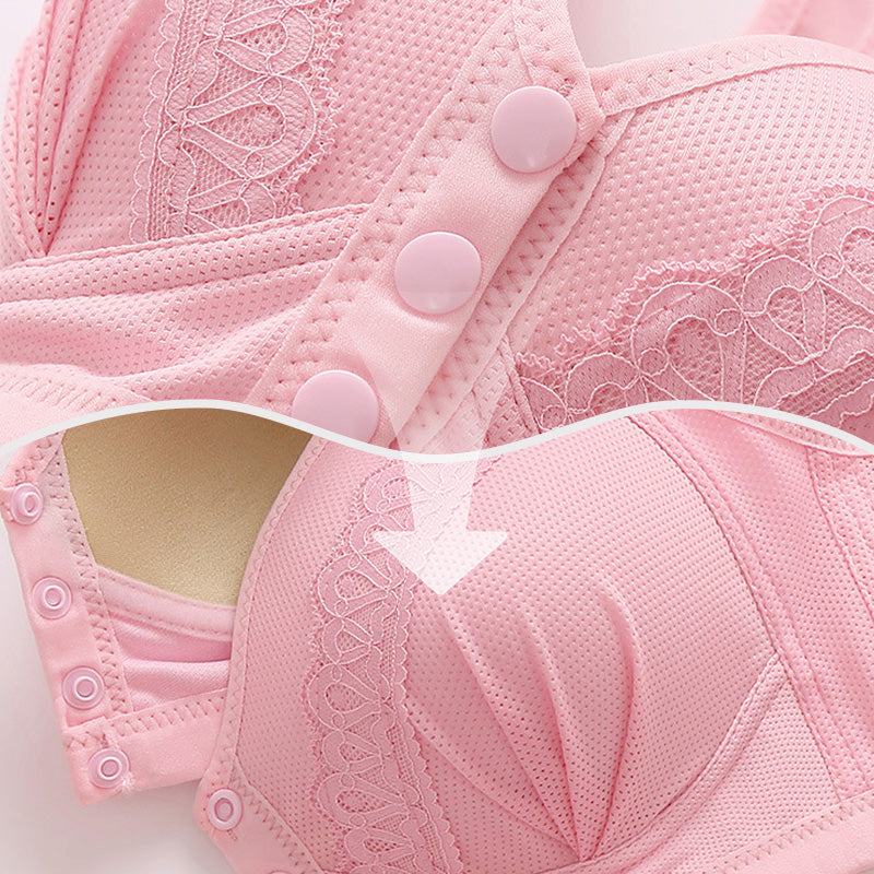 Breathable cotton bra with front buttons