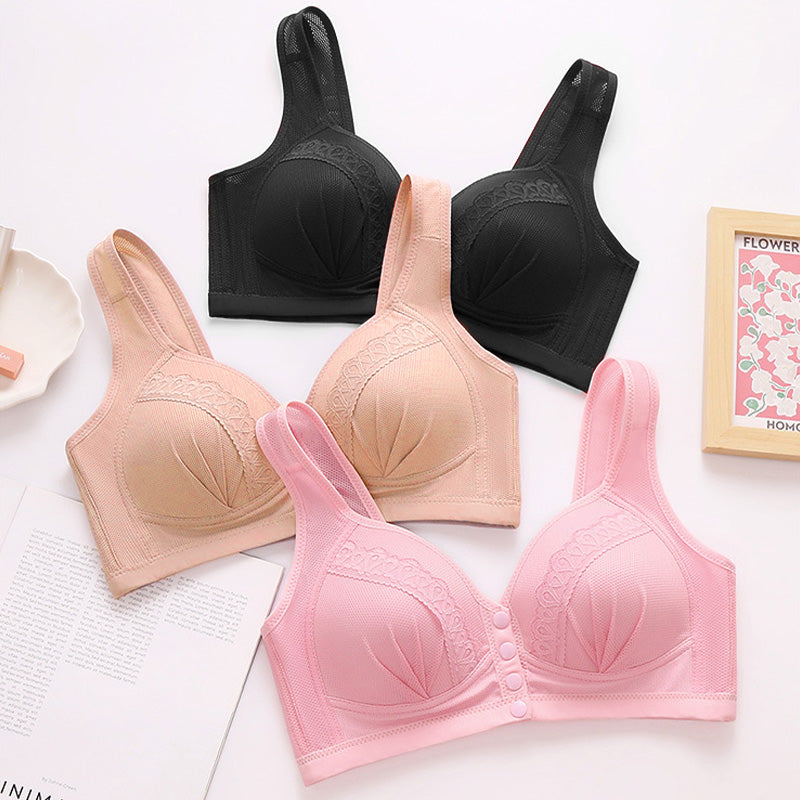 Breathable cotton bra with front buttons