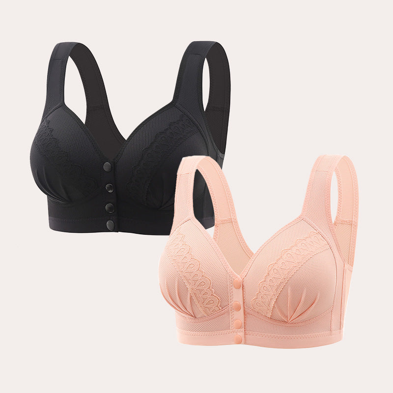 Breathable cotton bra with front buttons