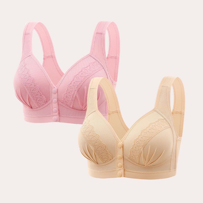 Breathable cotton bra with front buttons