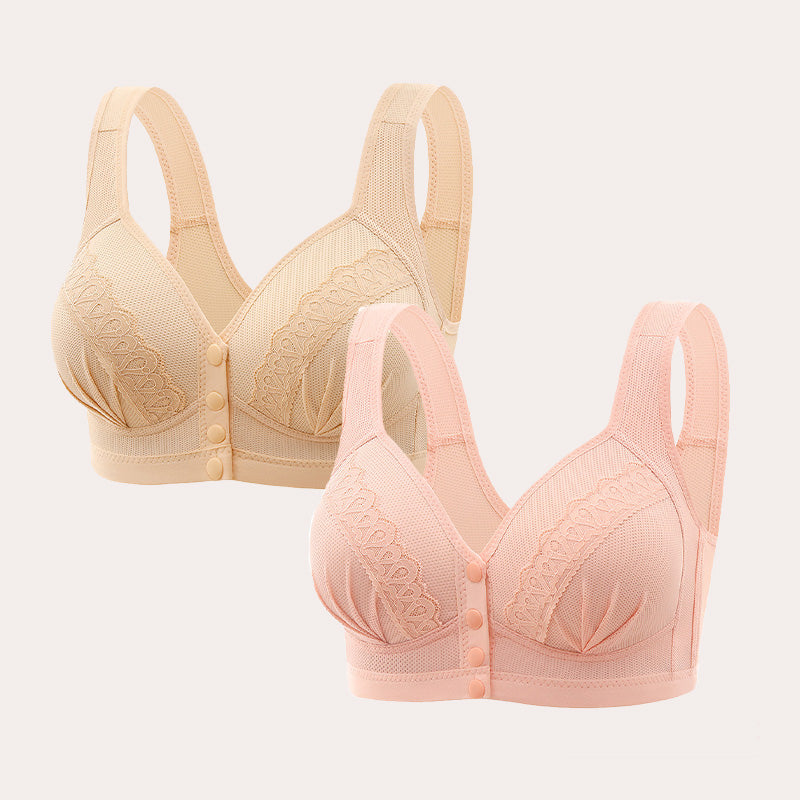 Breathable cotton bra with front buttons
