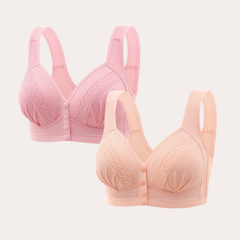 Breathable cotton bra with front buttons