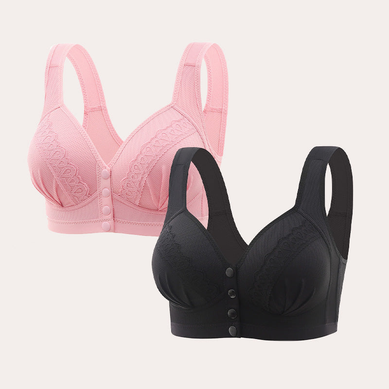 Breathable cotton bra with front buttons