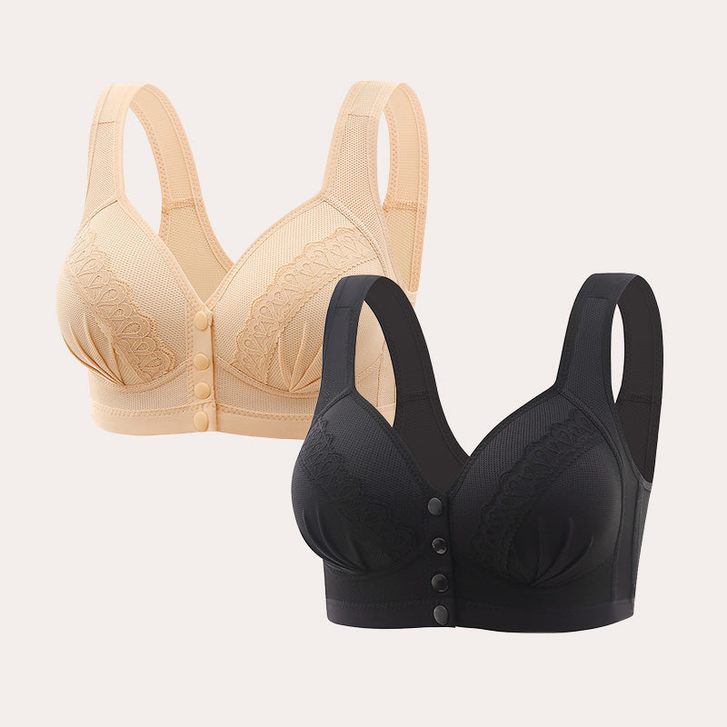 Breathable cotton bra with front buttons