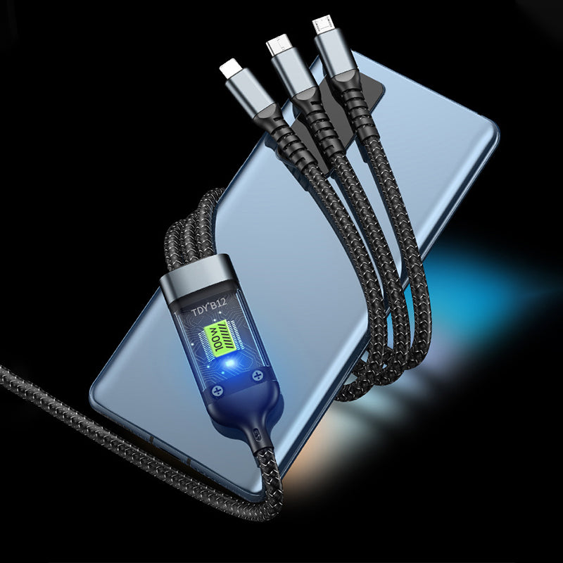 Câble de charge ultra rapide 3-en-1 transparent et lumineux