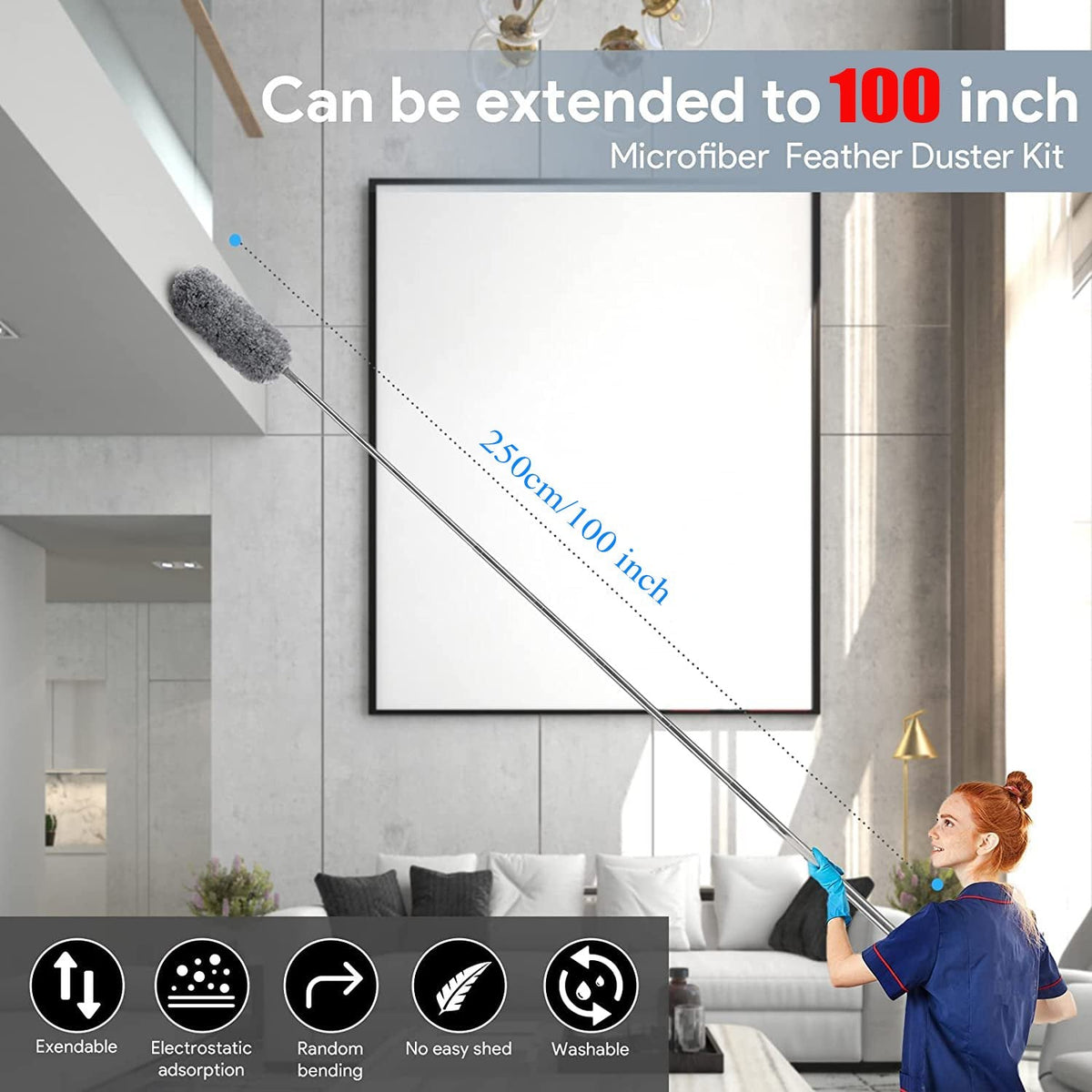 Plumeau incurvé lavable en microfibre et extensible