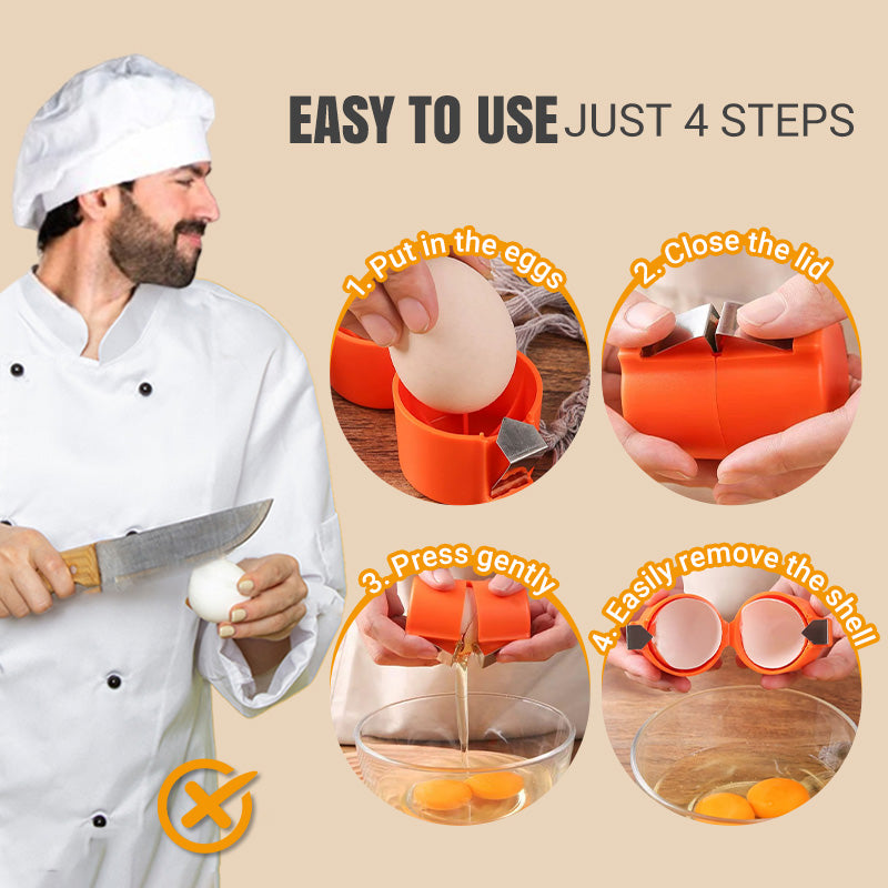 Casse-œufs rapide Cassez des centaines d'œufs plus vite et plus proprement, l'outil malin qui élimine les coquilles et accélère vos préparations, du brunch familial à la pâtisserie pro