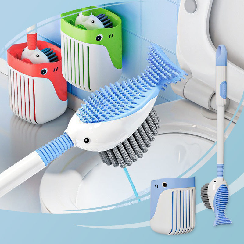 Wall-mounted suction cup toilet brush set