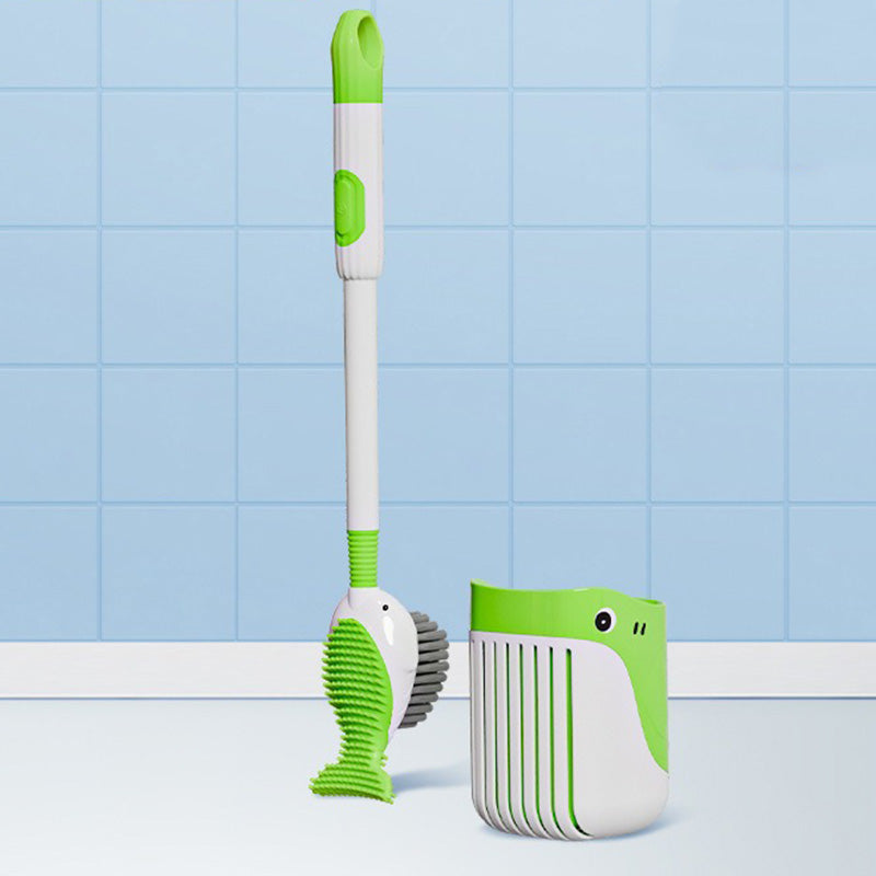 Wall-mounted suction cup toilet brush set