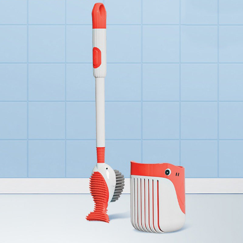 Wall-mounted suction cup toilet brush set