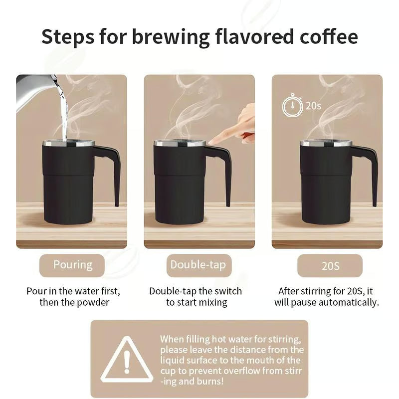 Grande réduction de 60 % : Ensemble de tasses à café rechargeables à agitation magnétique automatique