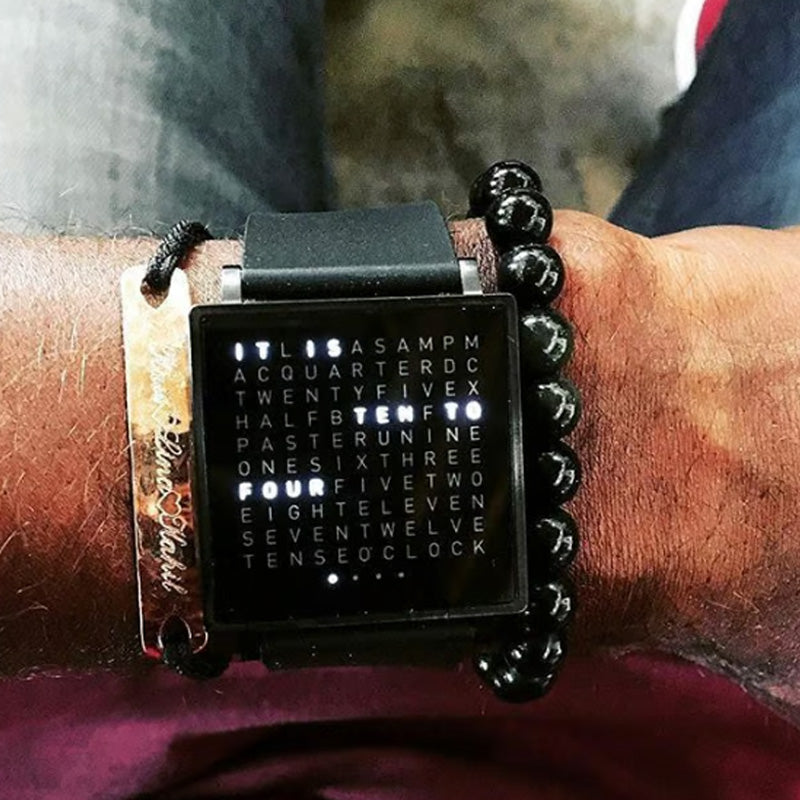 Men's Waterproof Square Electronic Watch with Steel Strap