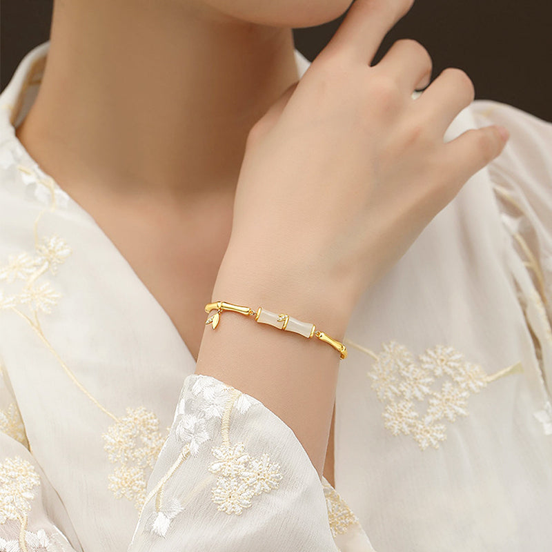 Bracelet en bambou pour femme avec chaîne élégante