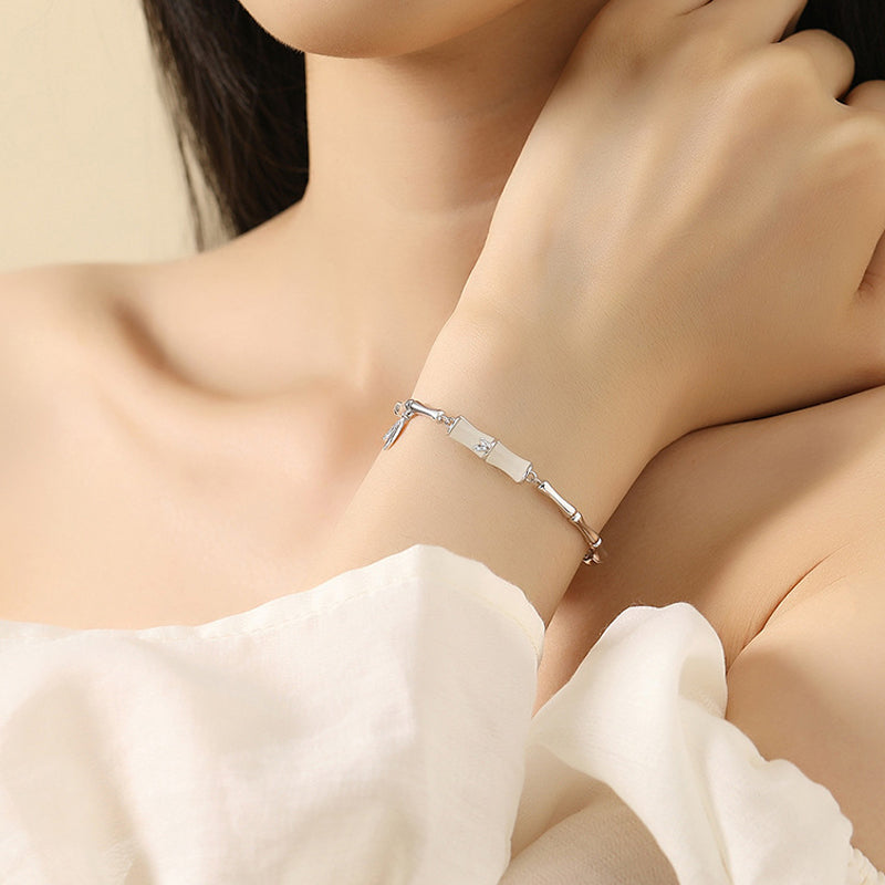 Bracelet en bambou pour femme avec chaîne élégante
