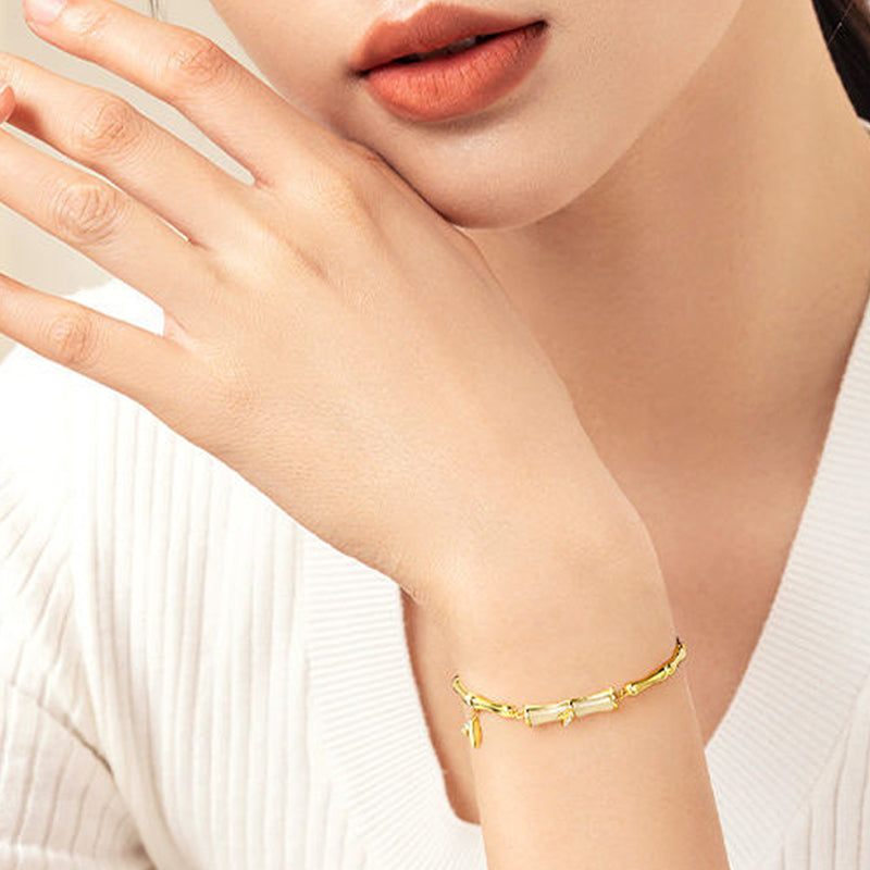 Bracelet en bambou pour femme avec chaîne élégante