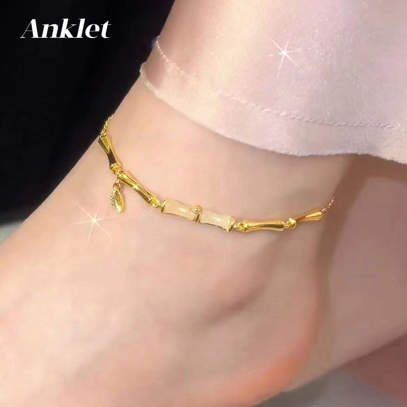 Bracelet en bambou pour femme avec chaîne élégante