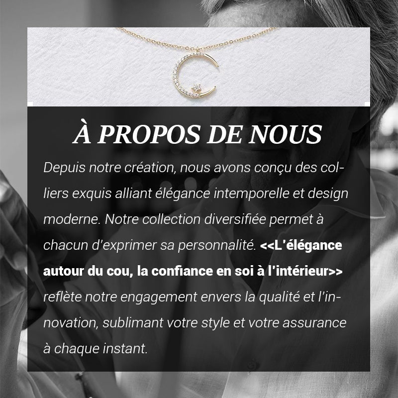Collier étincelant avec pendentif étoile et lune en réduction