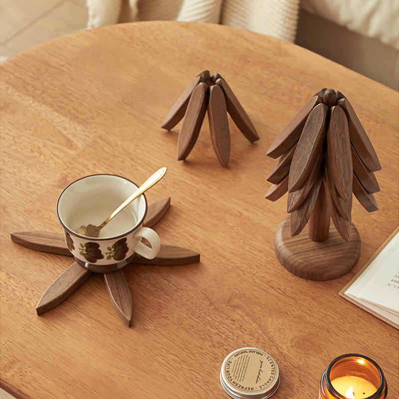 Christmas Tree Shaped Solid Wood Coasters Insulated Coasters
