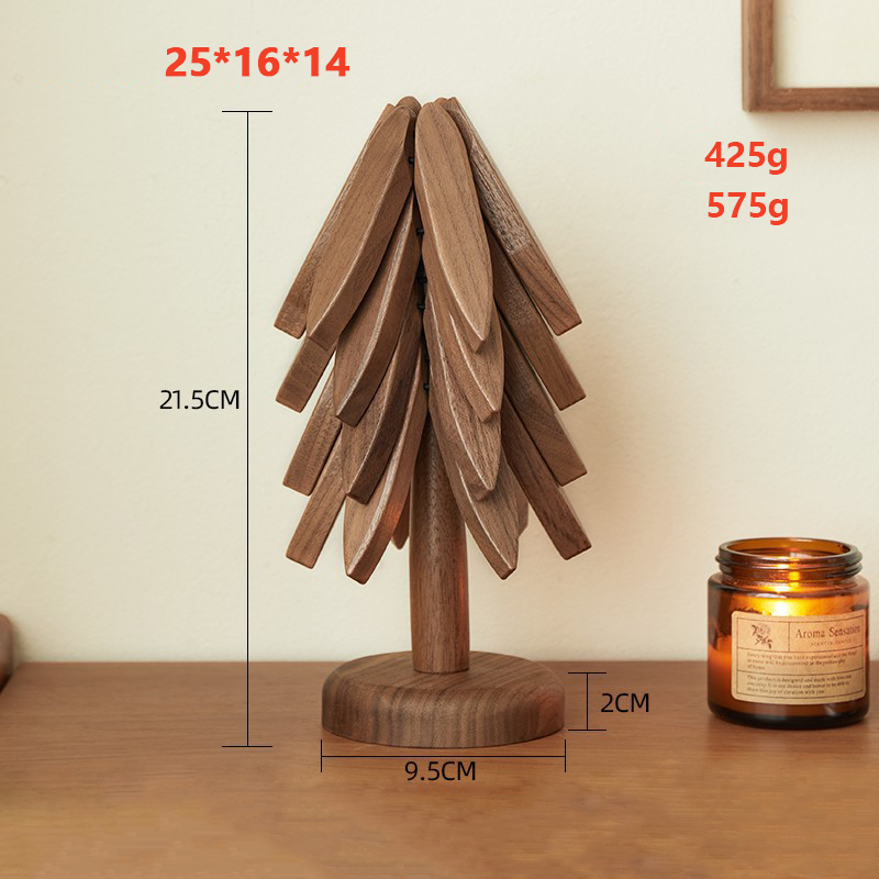 Christmas Tree Shaped Solid Wood Coasters Insulated Coasters