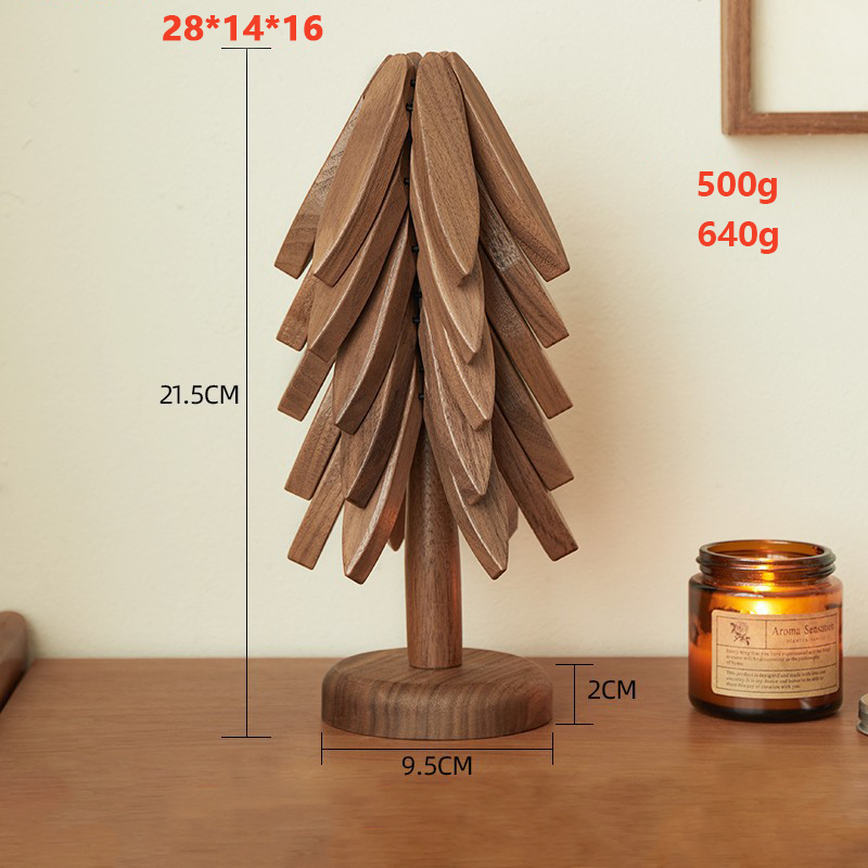 Christmas Tree Shaped Solid Wood Coasters Insulated Coasters